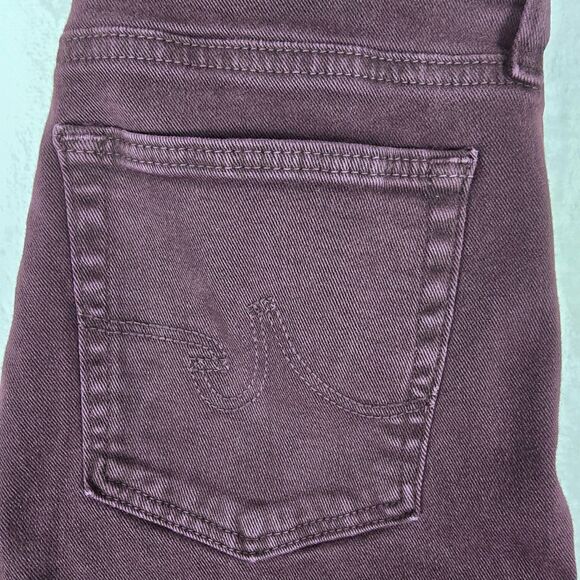 AG Farrah Boot Crop Jeans 26 High Rise Wine Purple Denim Raw Hem Flare - Picture 7 of 14